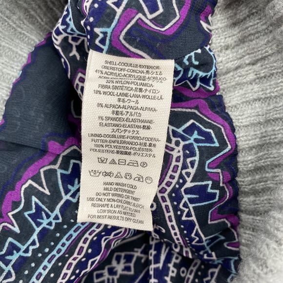 Free People Plaid Cardigan Sweater Jacket Sz L Wool Alpaca Gray - Picture 8 of 10